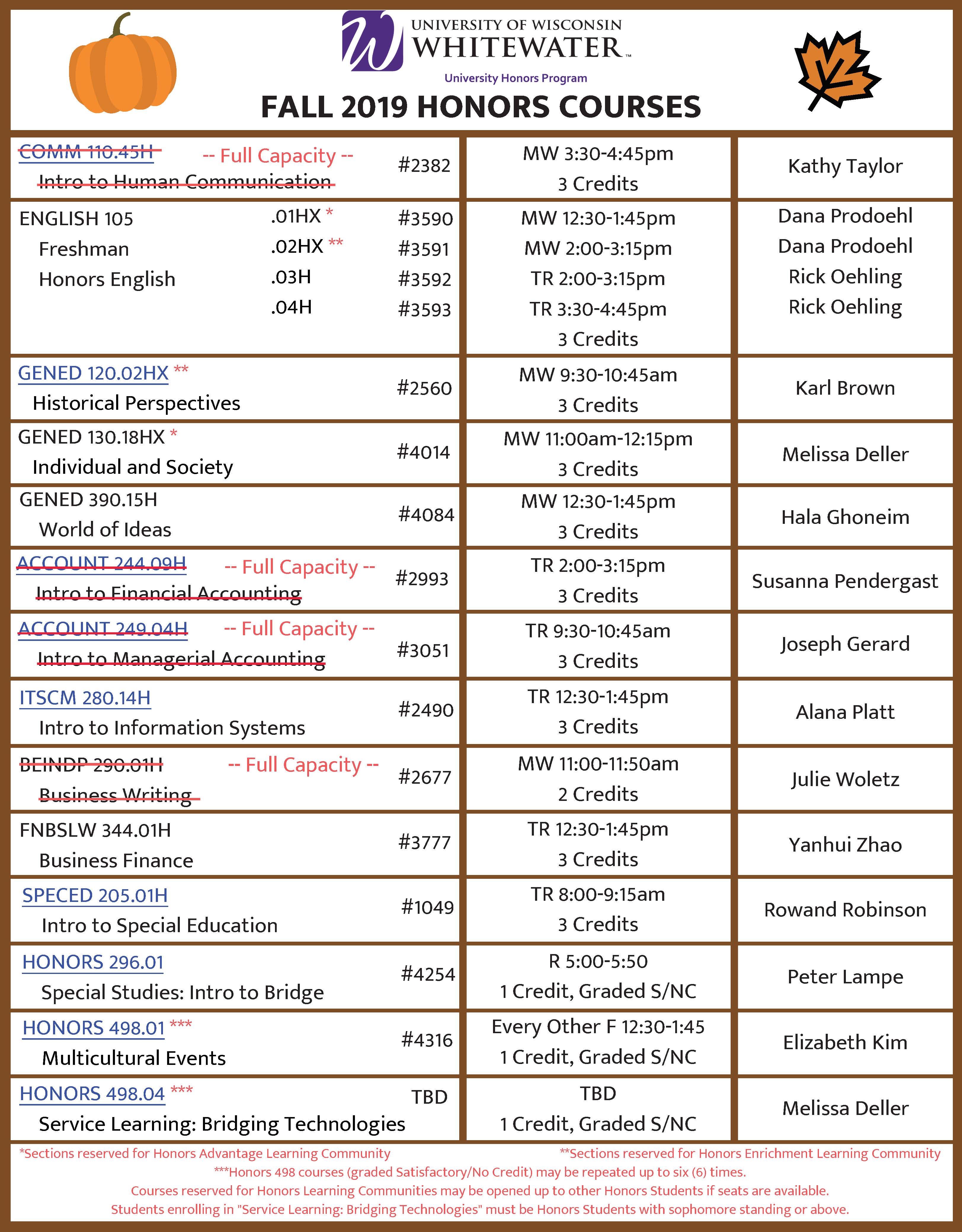 Honors Course Flyers